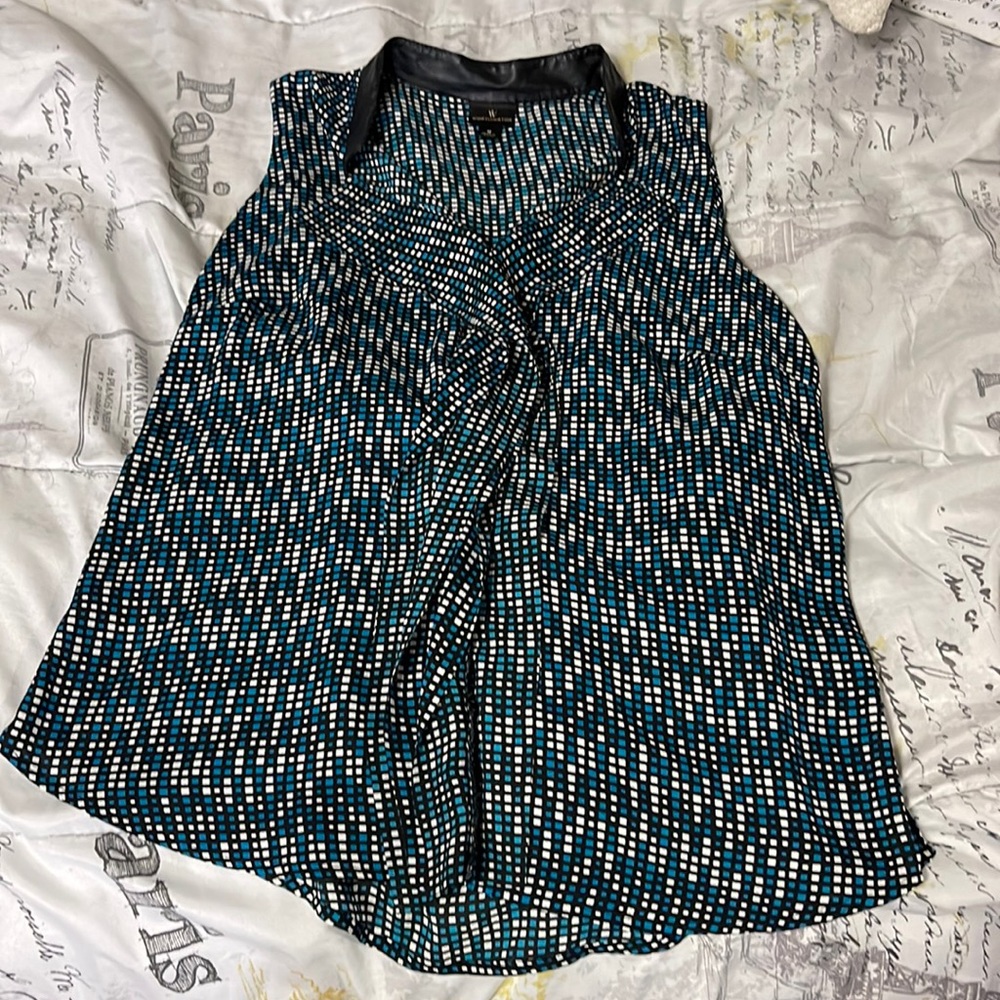 Blue with little squares black, white & aqua blue ..